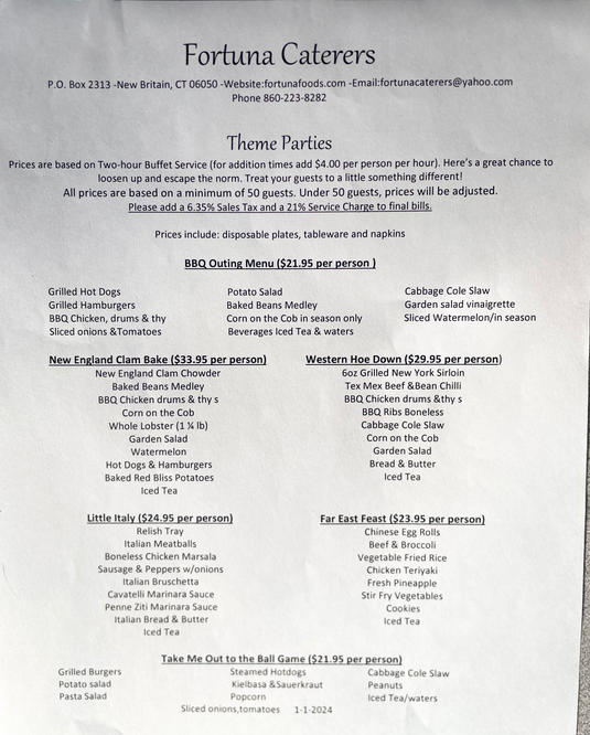 Fortunas Kitchen Menus